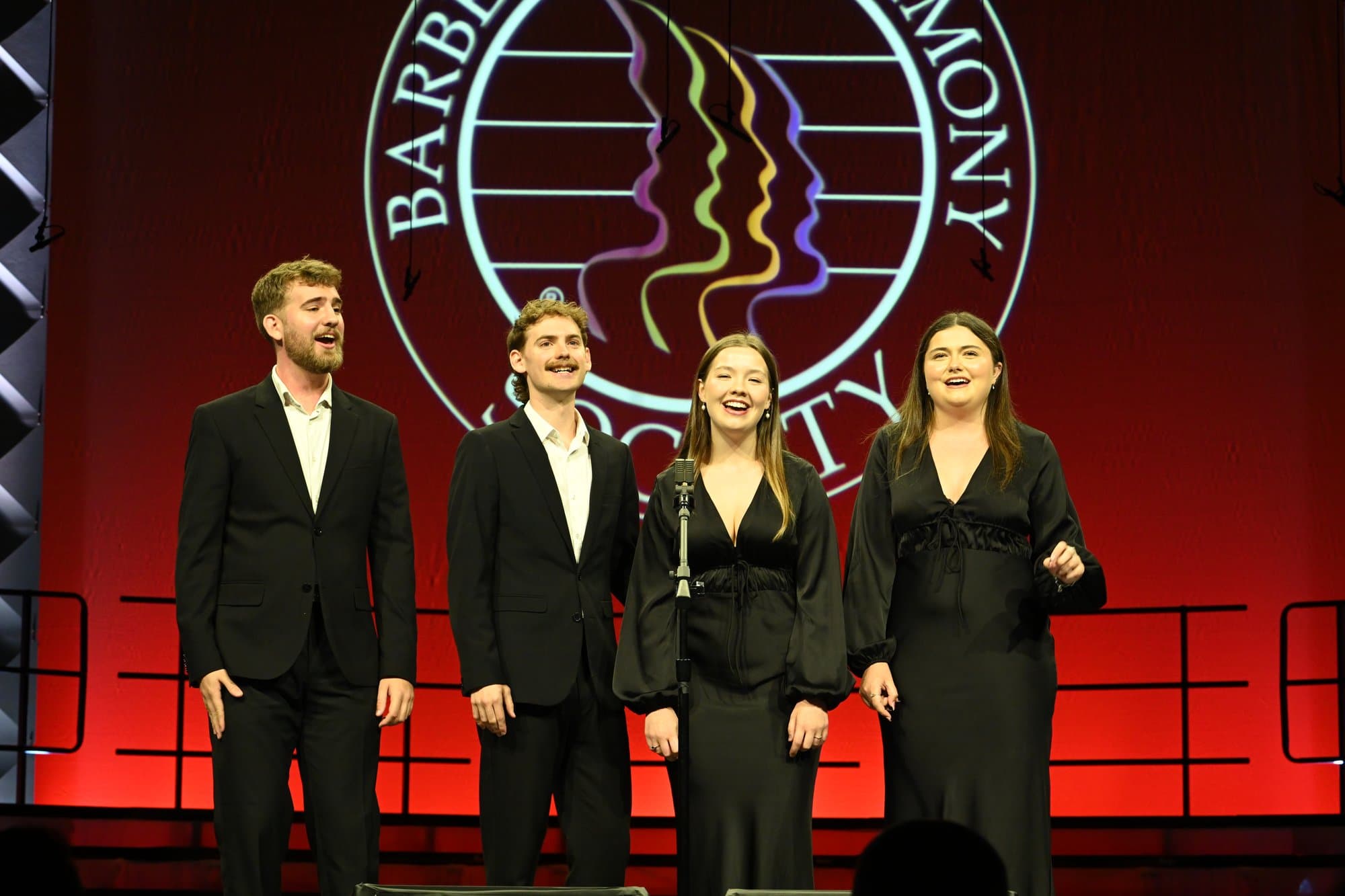 A young quartet performing on the Society convention stage, Denver, 2025.